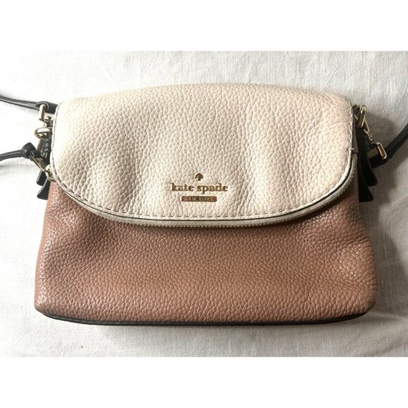 Kate Spade Jackson Street Harlyn Pebbled Leather Crossbody Two-Tone Beige & Rose - Picture 2 of 10